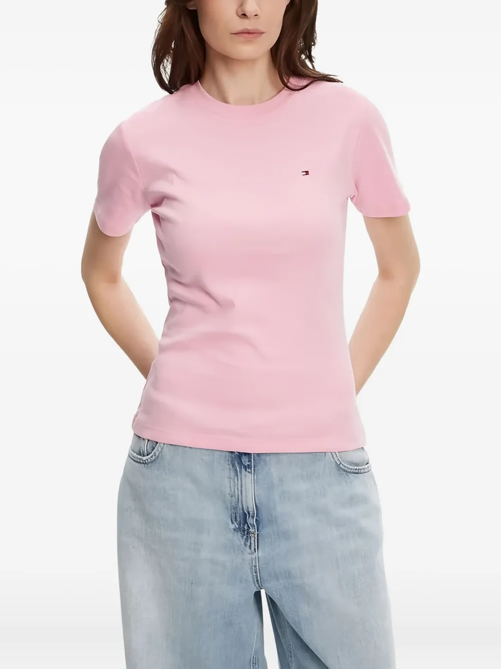 

Футболка из хлопка с вышитым логотипом Tommy Hilfiger, розовый