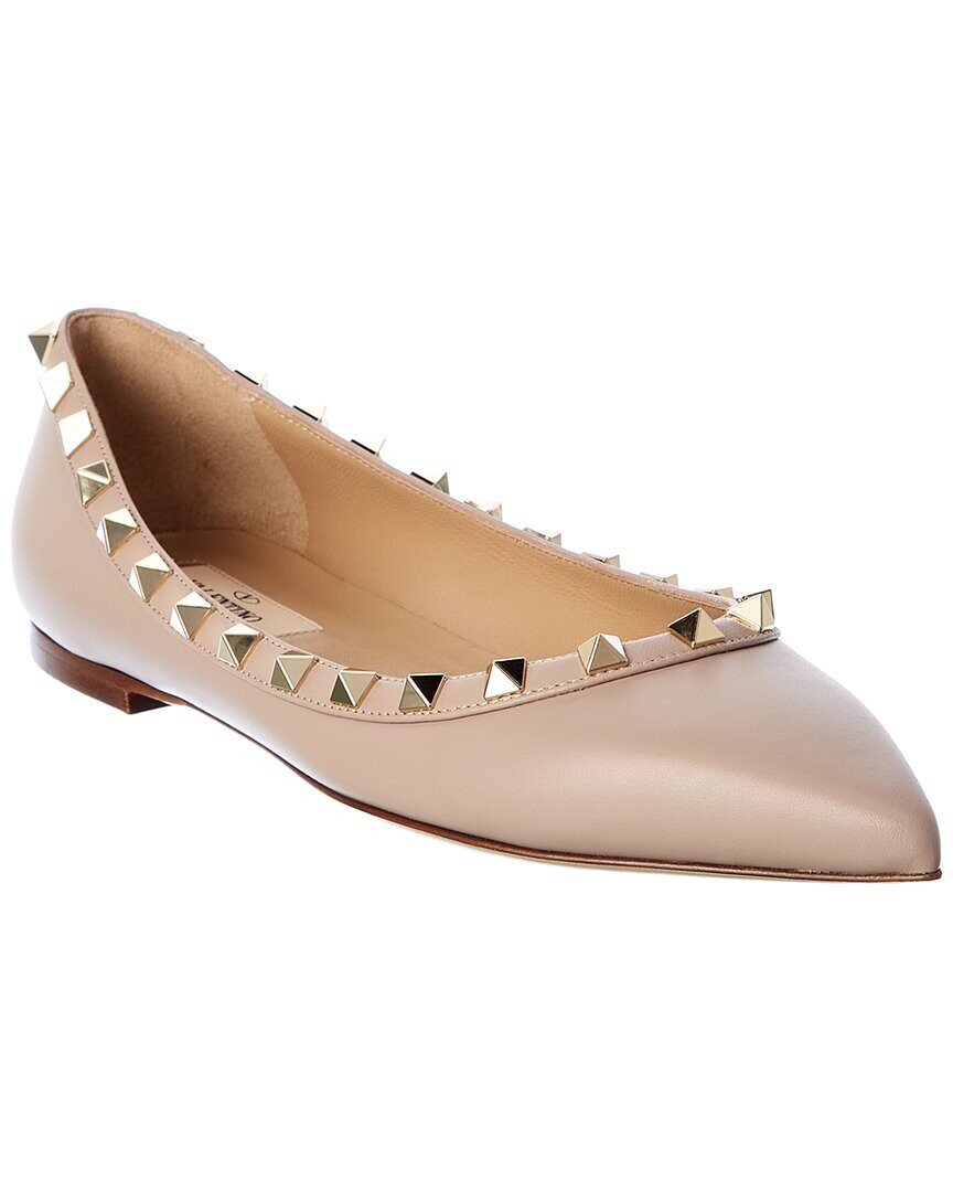 

Кожаные балетки Valentino Rockstud, бежевый