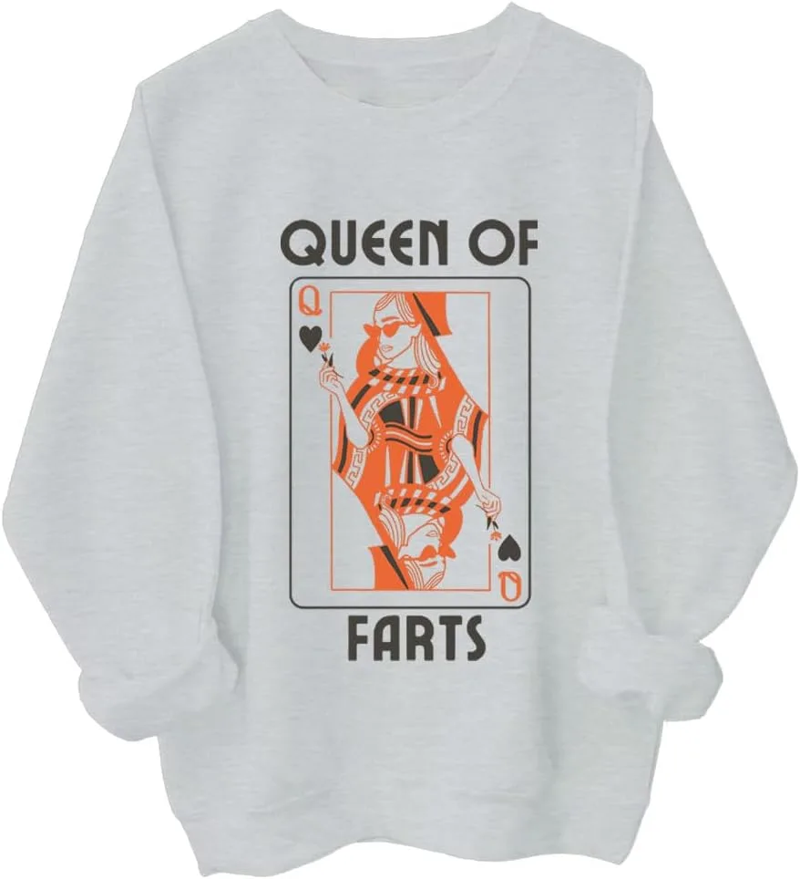 

Толстовка Queen of Farts с юмористичным принтом в виде игральной карты Relliot