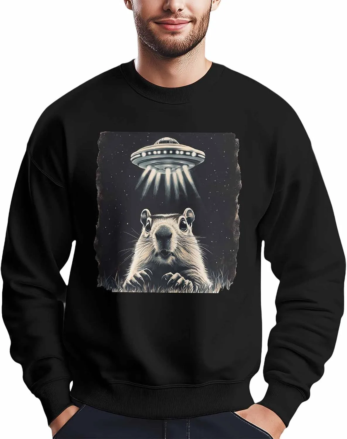 

Мужской свитшот Groundhog Spaceship с принтом, лонгслив Winvebermior