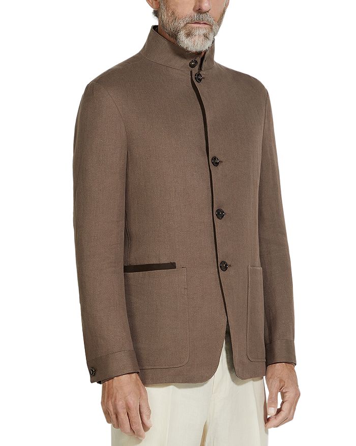 

Oasi Lino Regular Fit Льняная Рабочая Куртка ZEGNA, коричневый