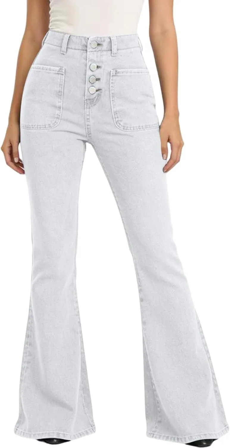 

Джинсы женские High Waist Flared Stretchy Denim