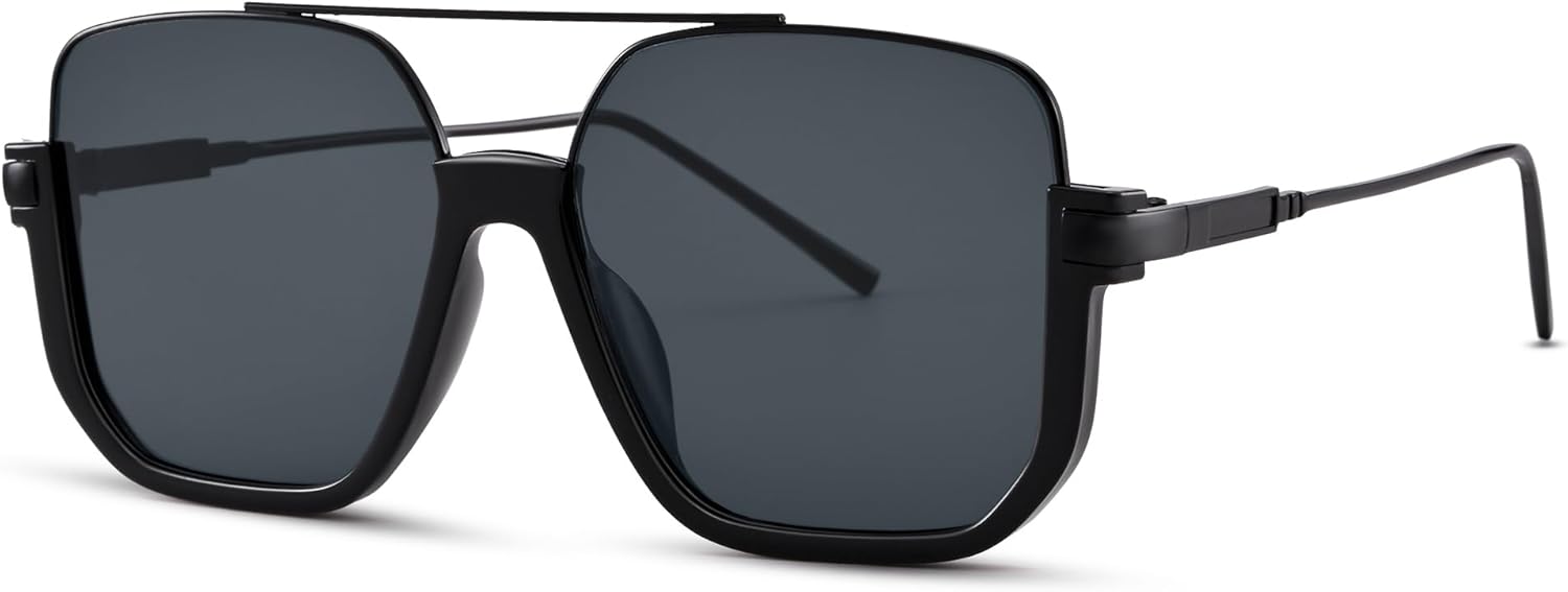 

Солнцезащитные очки-авиаторы RAY SOL в стиле ретро, ​​большие, для женщин и мужчин, квадратная форма, двойная перемычка, модные солнцезащитные очки, Black Frame/Gray Lens