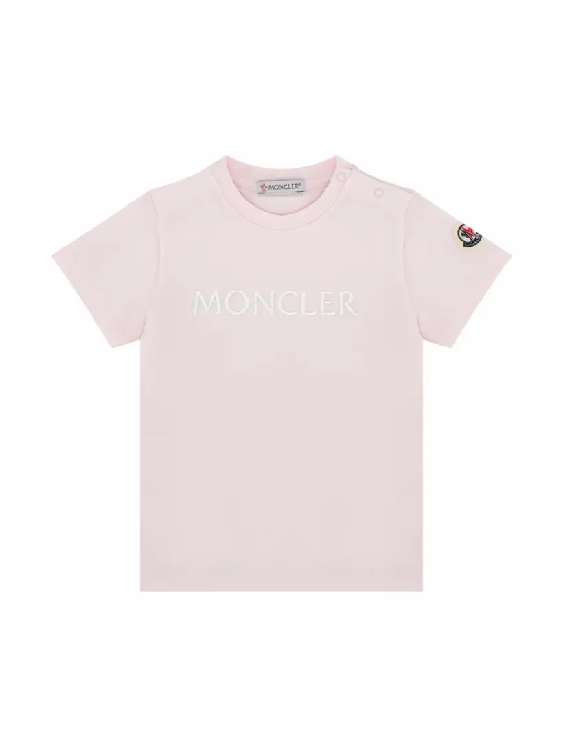 

Хлопковая футболка с логотипом Moncler, розовый