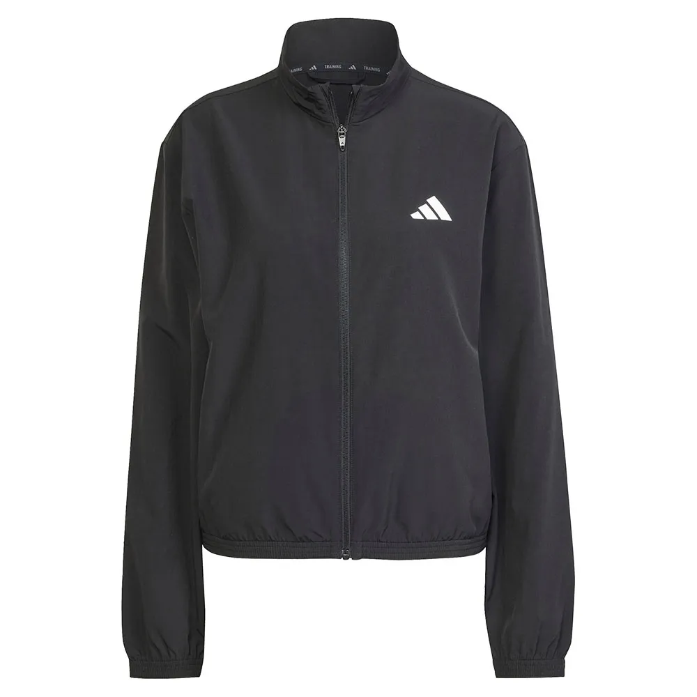 Толстовка спортивная adidas Train Essentials 3 Stripes Woven Warm Up full zip, черный — фото 3