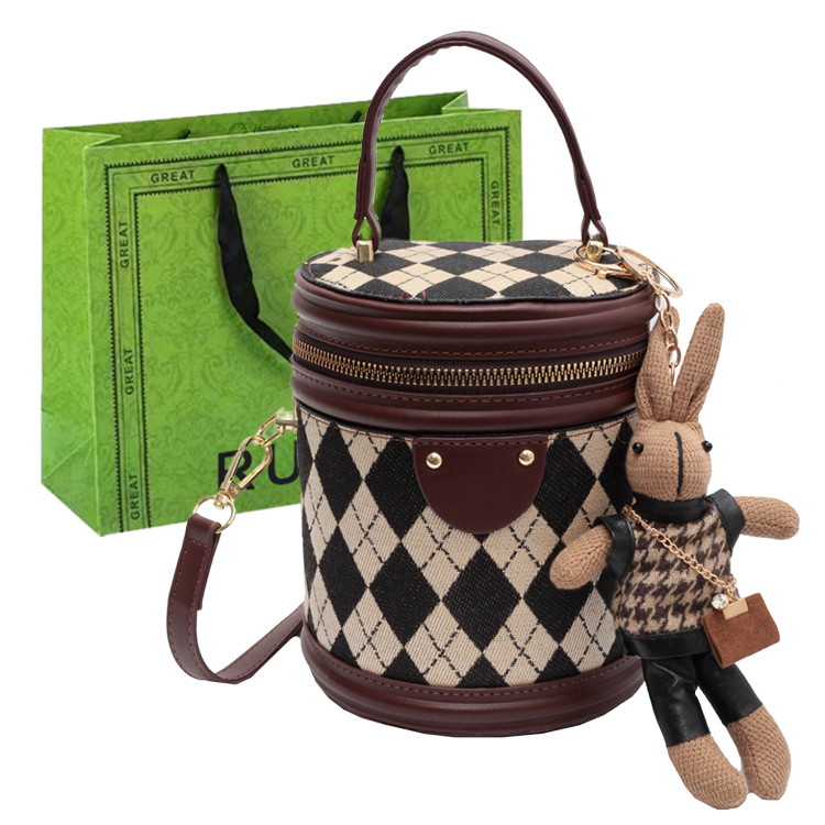 

RUIPAI Женская кожаная сумка через плечо, Coffee+Pendant