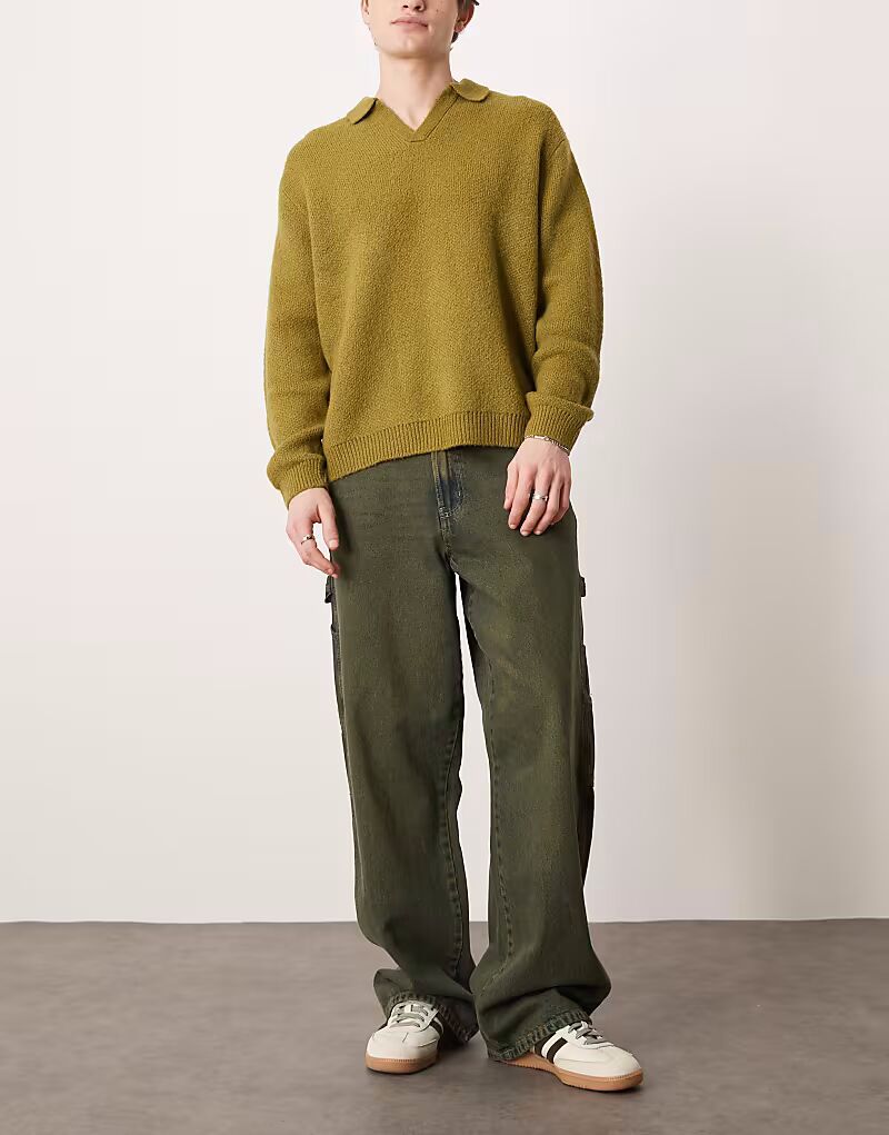 

Свободные брюки Dickies из плотницкого денима с контрастной строчкой в ​​выцветшем зеленом тоне