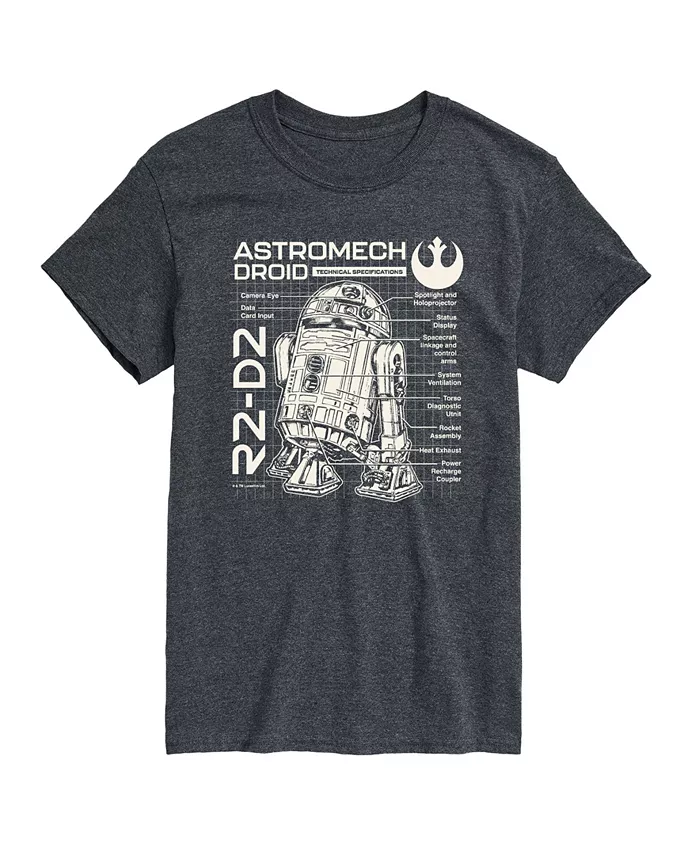 

Мужская футболка с коротким рукавом Star Wars Astromech Droid AIRWAVES, серый