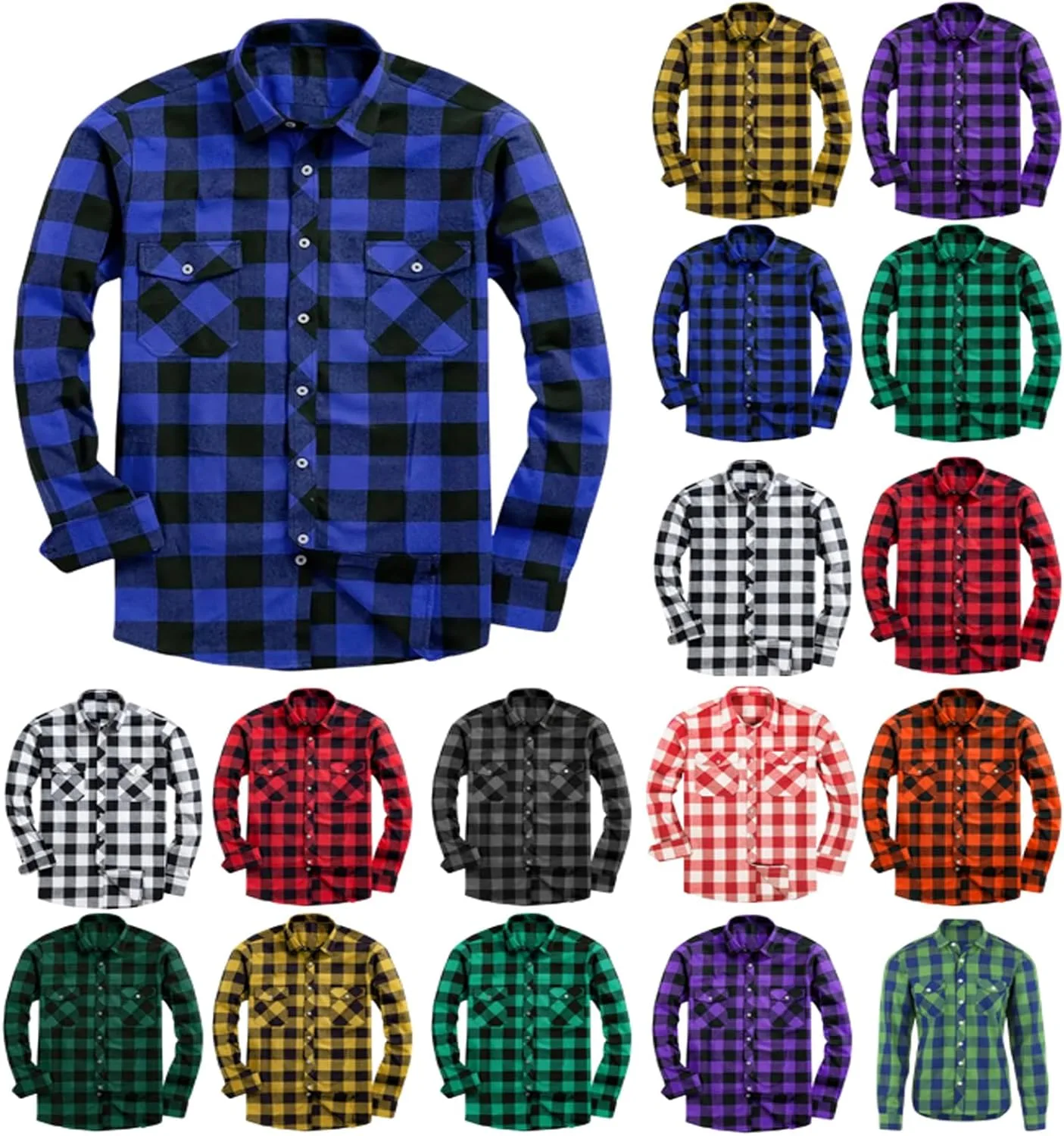 

Мужская фланелевая рубашка в клетку с длинным рукавом и карманами lcziwo