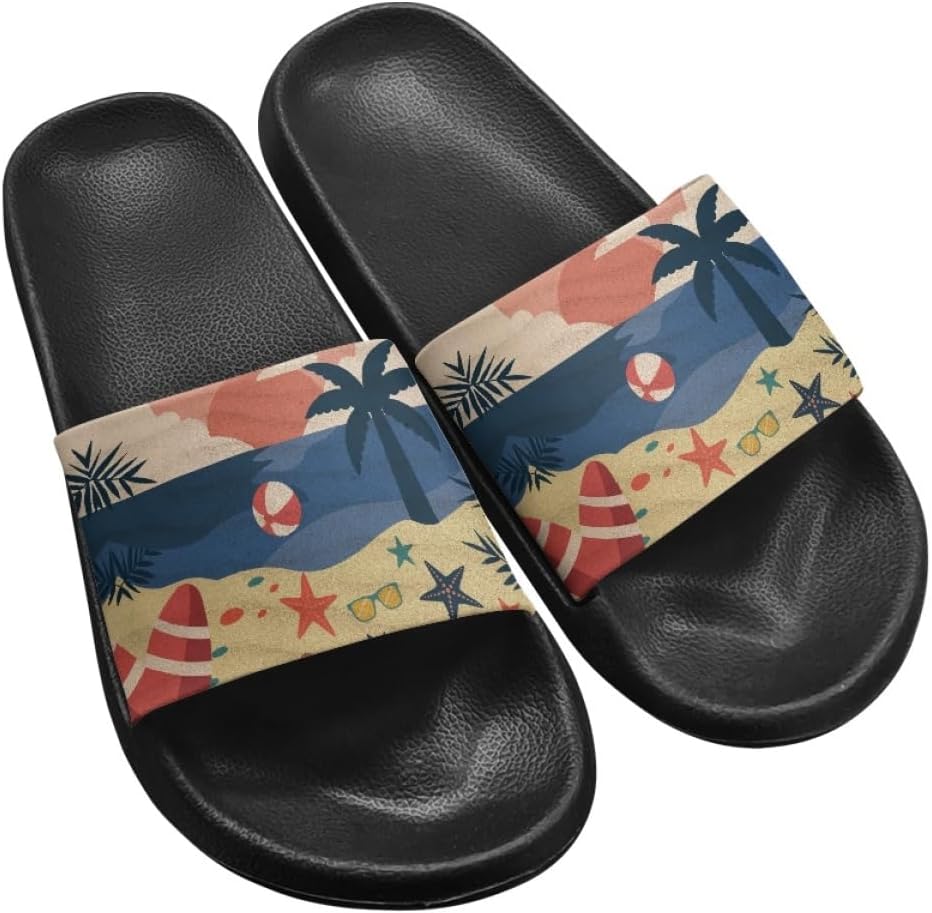 

Шлепанцы для женщин и мужчин. Милые водонепроницаемые шлепанцы с противоскользящим покрытием. Летние быстросохнущие тапочки для пляжа, бассейна и душа Generic, Seaside Scenery Print