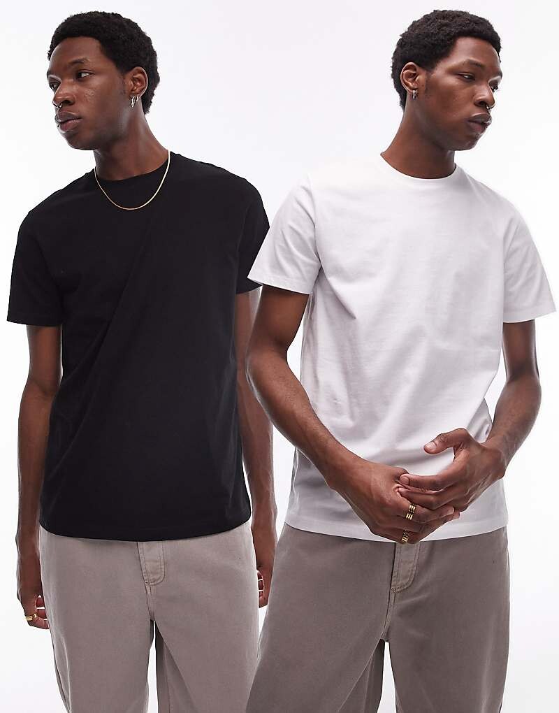 

Topman – комплект из 2 футболок обычного кроя черного и белого цвета
