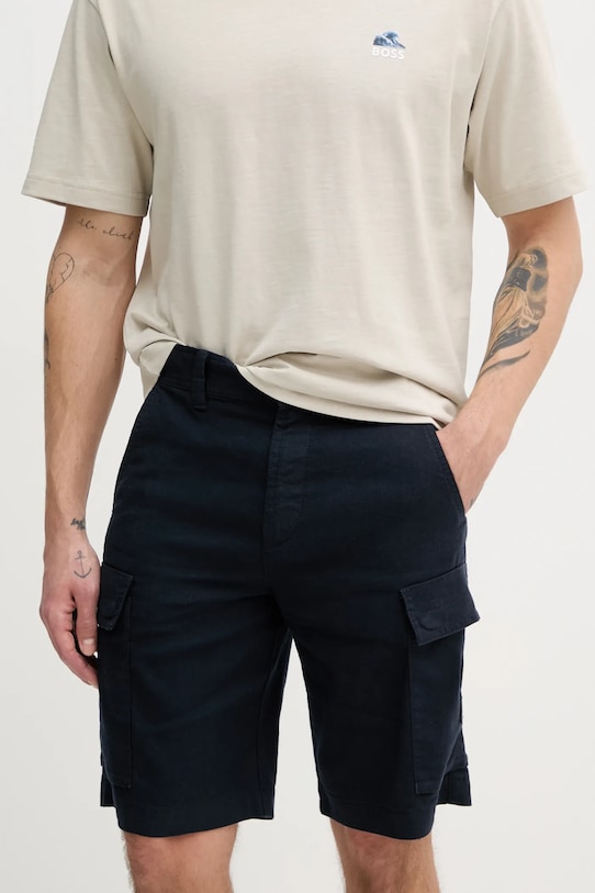 

Льняные шорты Boss Orange, темно-синий