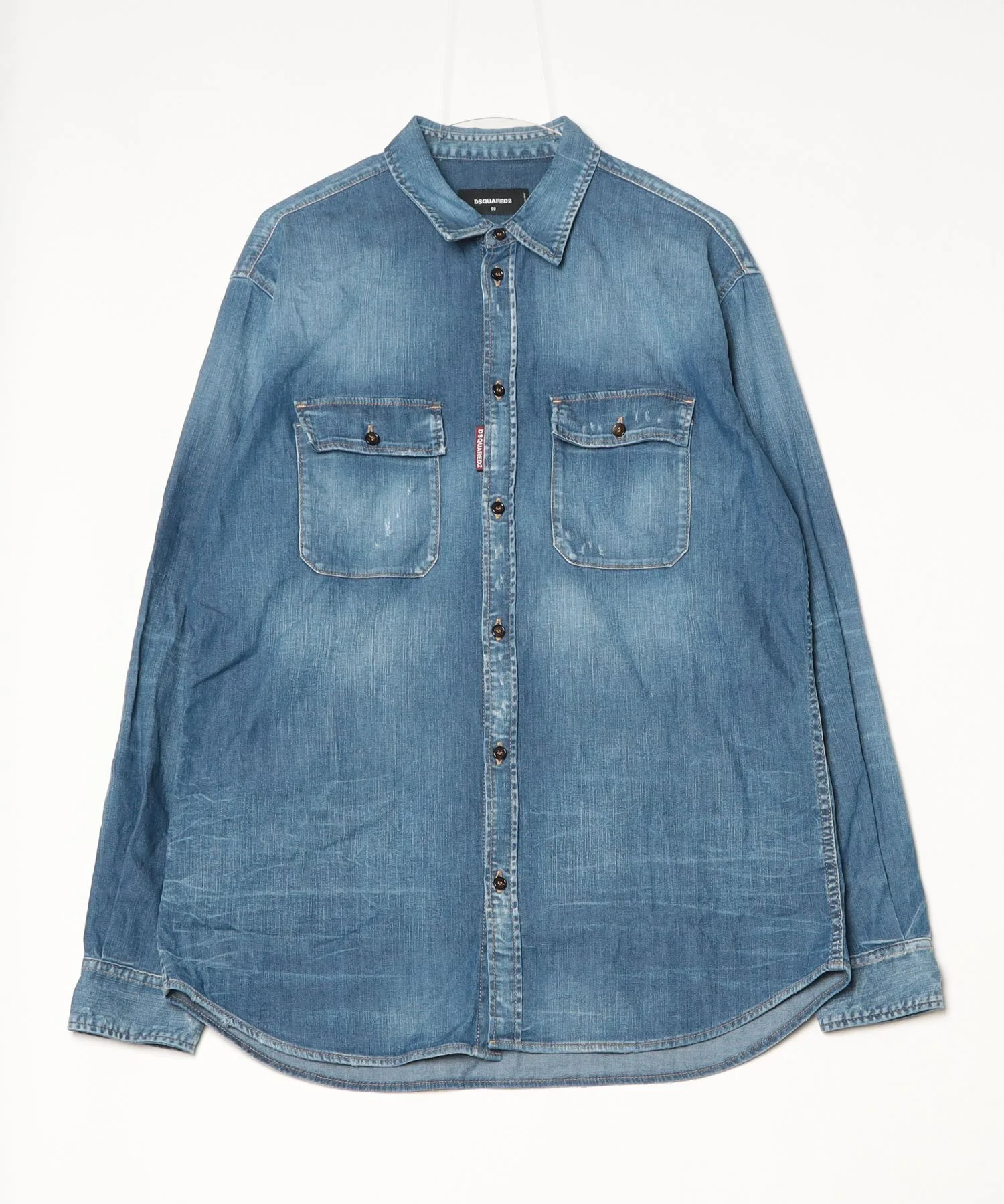 Мужская рубашка DSQUARED2 Relax Dan Worker с карманами, деним, модель S74DM0904-S30341, синяя