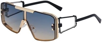 

Солнцезащитные очки большого квадратного размера 2026 года для женщин, металлическая оправа, панк-очки для мужчин, винтажные очки в стиле стимпанк MTZJH, C4greenyellow