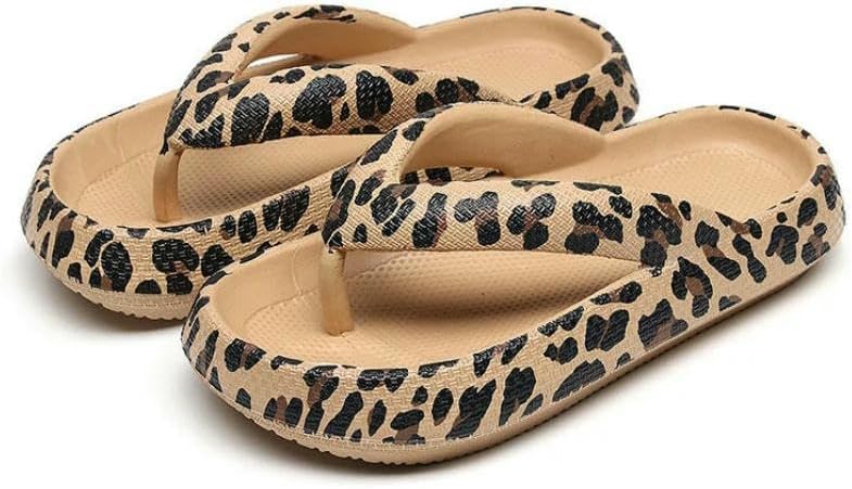 

Тапочки DMMWCX для женщин с леопардовым принтом, мягкой толстой подошвой, Шлепацы для отдыха и пляжа, хаки