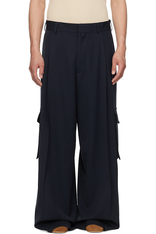 

Широкие плиссированные брюки Dries Van Noten, синий