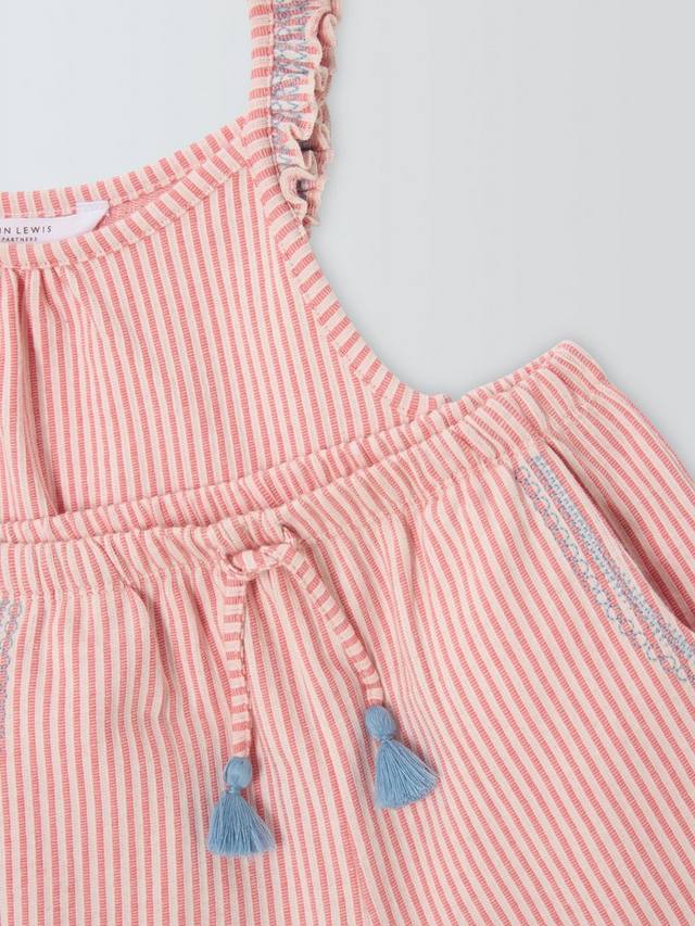 Детский комплект пижамы с шортами из пике с вышивкой John Lewis, Pink — фото 4