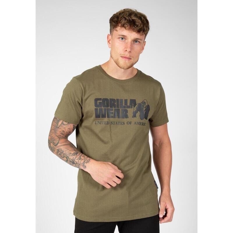 

GORILLA WEAR Классическая мужская хлопковая футболка для бодибилдинга с короткими рукавами, зеленая