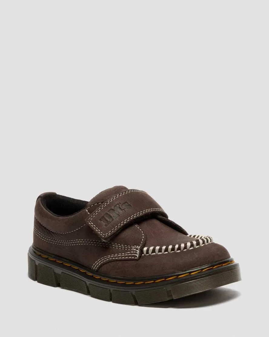 Детские туфли Dr Martens Raffe Strap, зернистый нубук, коричневый