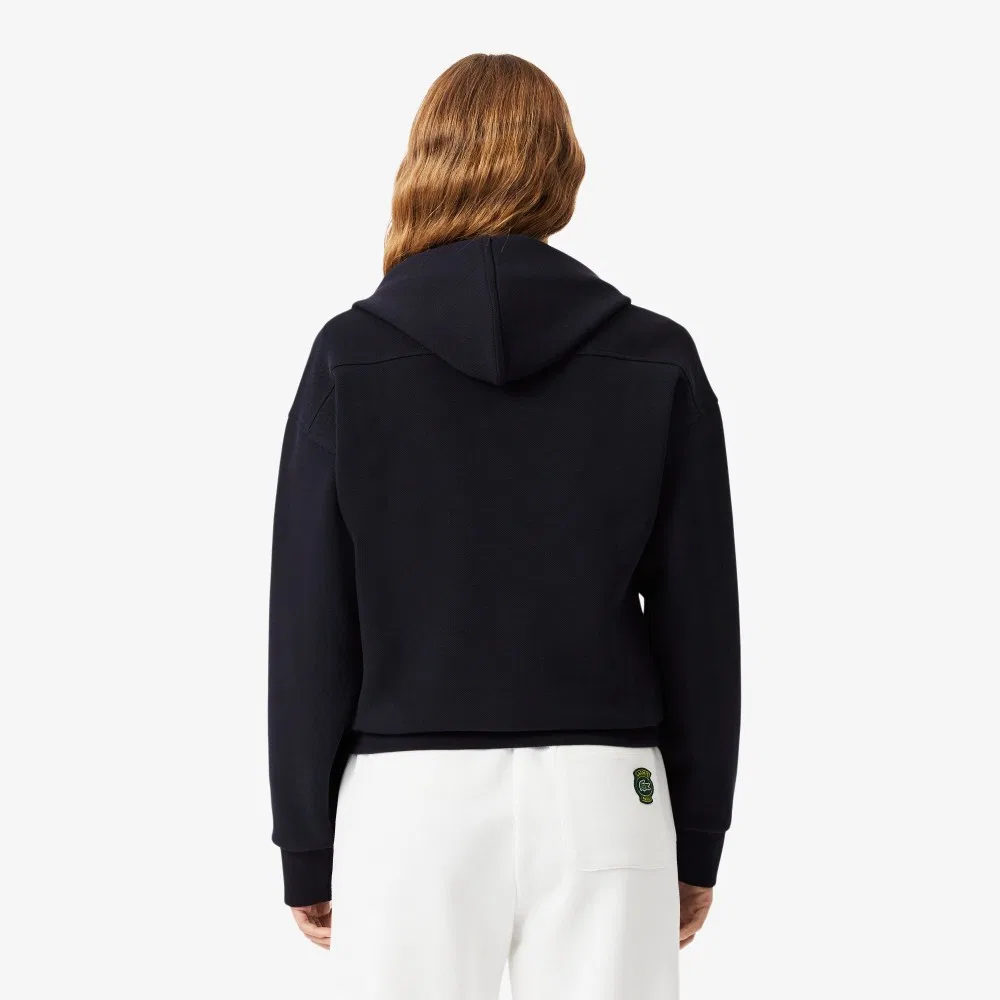 Худи Lacoste Double Face Pique на молнии, тёмно-синяя — фото 3