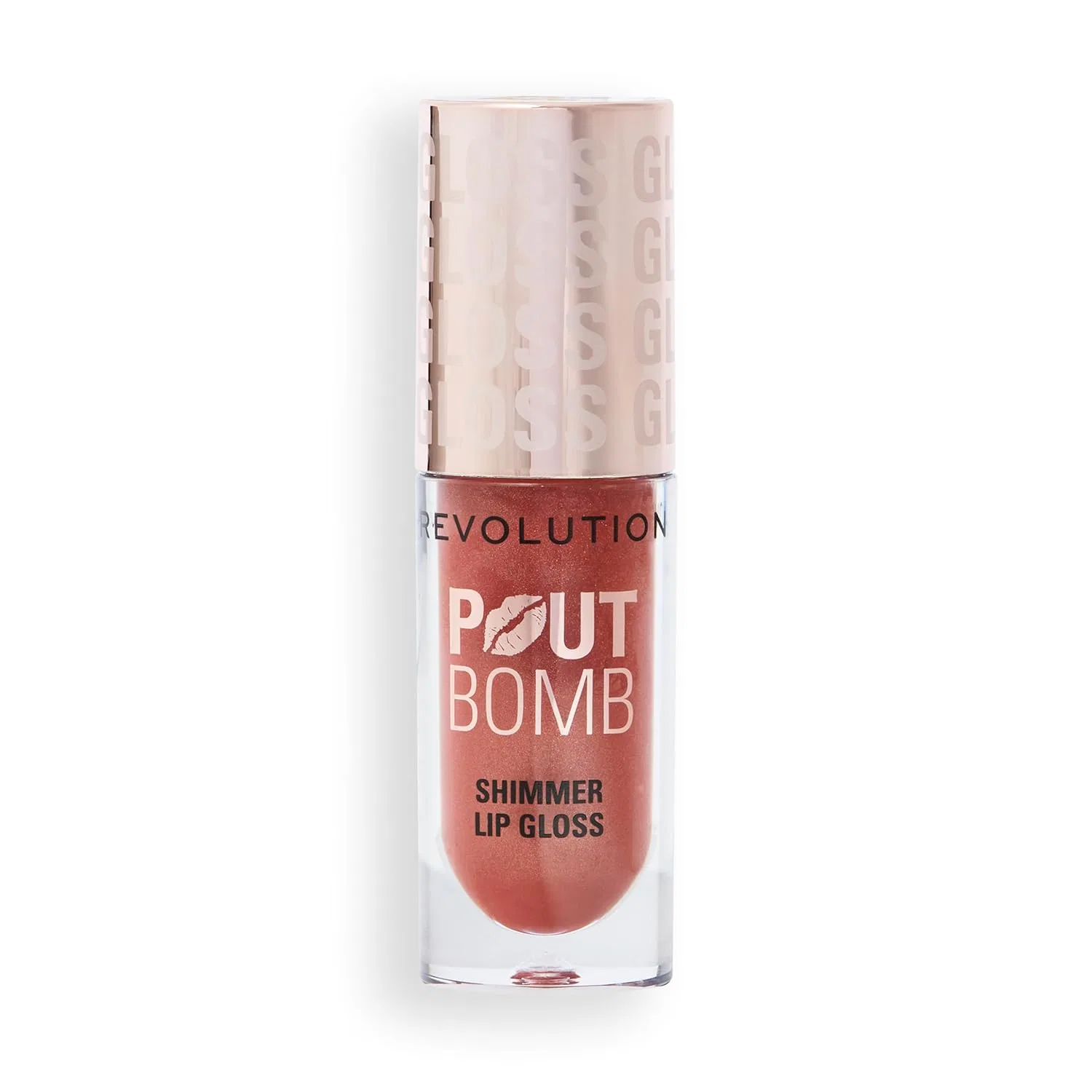Блеск для губ «Pout Bomb Shimmer Gloss» с гиалуроновой кислотой и ароматом ванили от Revolution Revolution Beauty London, Nude Glow — фото 3