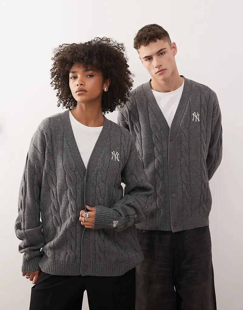 

Кардиган с косами и логотипом New Era NY Yankees серого цвета