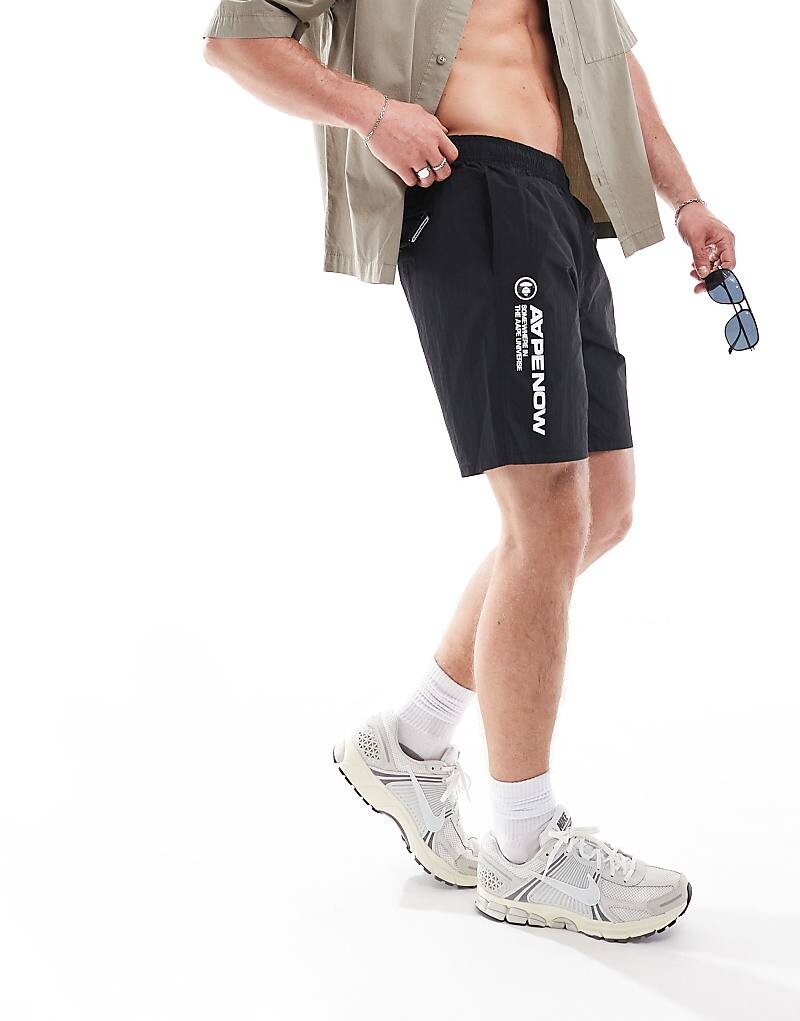 

AAPE By A Bathing Ape – Черные шорты для плавания с логотипом