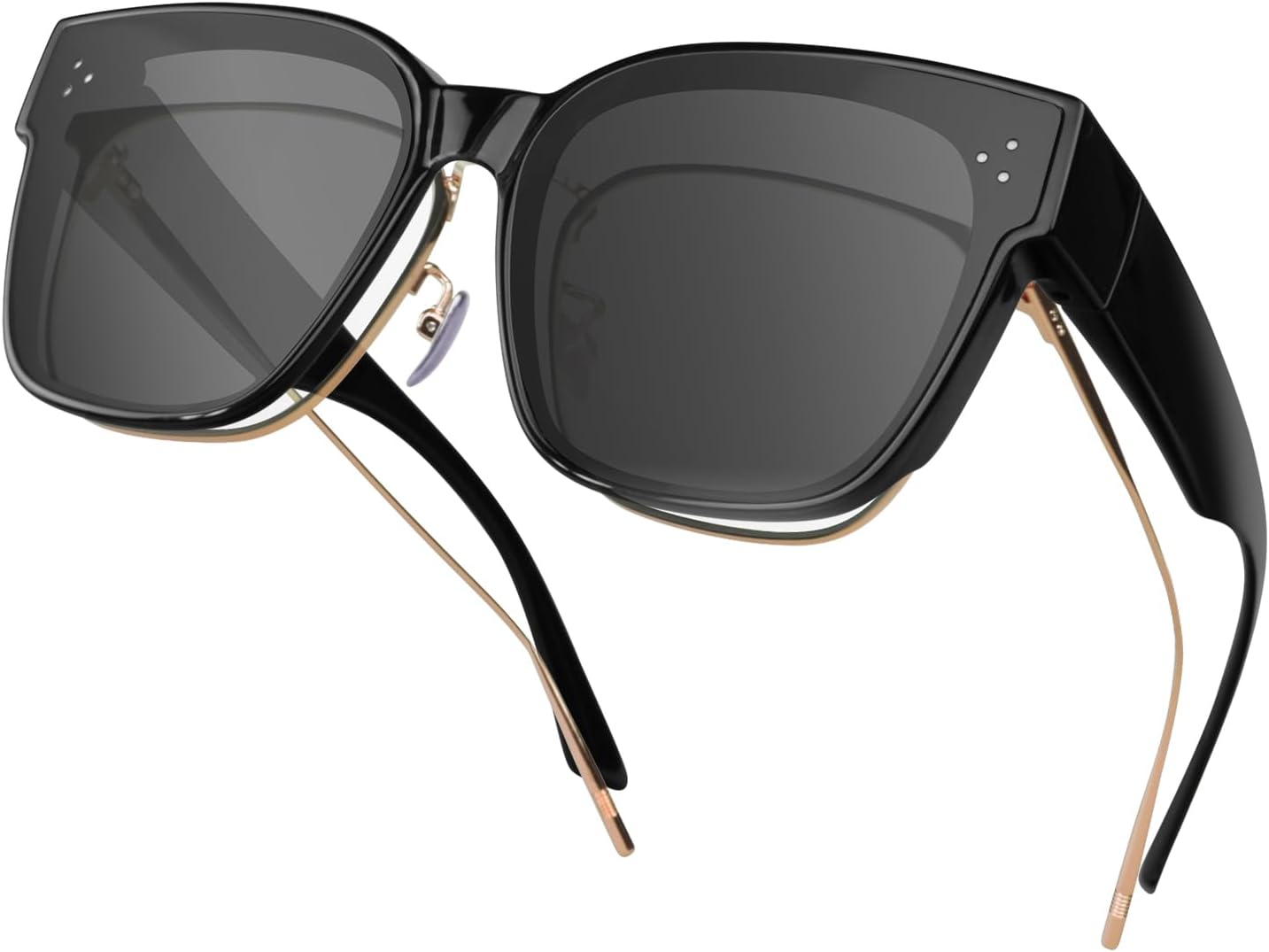 

Поляризованные солнцезащитные очки-накладки для мужчин и женщин, модные квадратные очки-накладки, легкие, для вождения, рыбалки и спорта, с защитой от УФ-излучения SCOAGE, Black