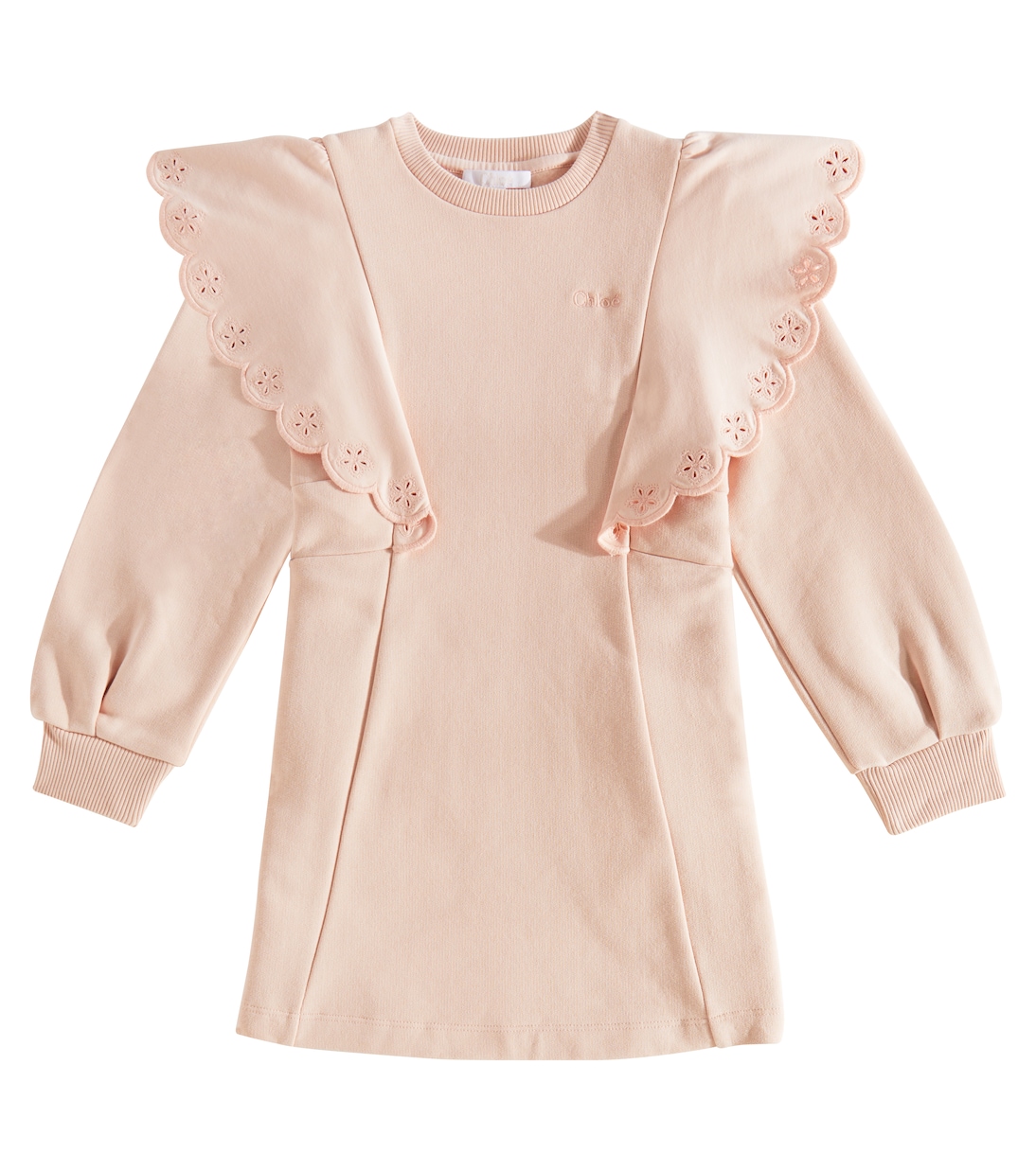 

Вышитое хлопковое платье Chloé Kids, Pink Washed Pink
