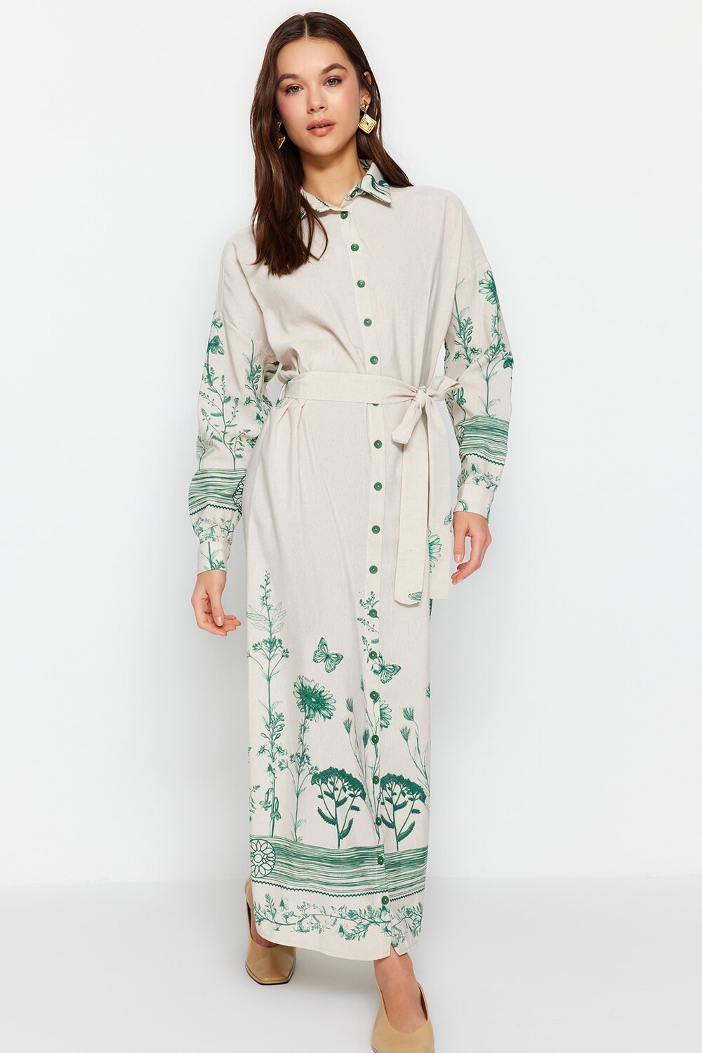 

Платье - Экрю - Платье-рубашка Trendyol Modest, экрю