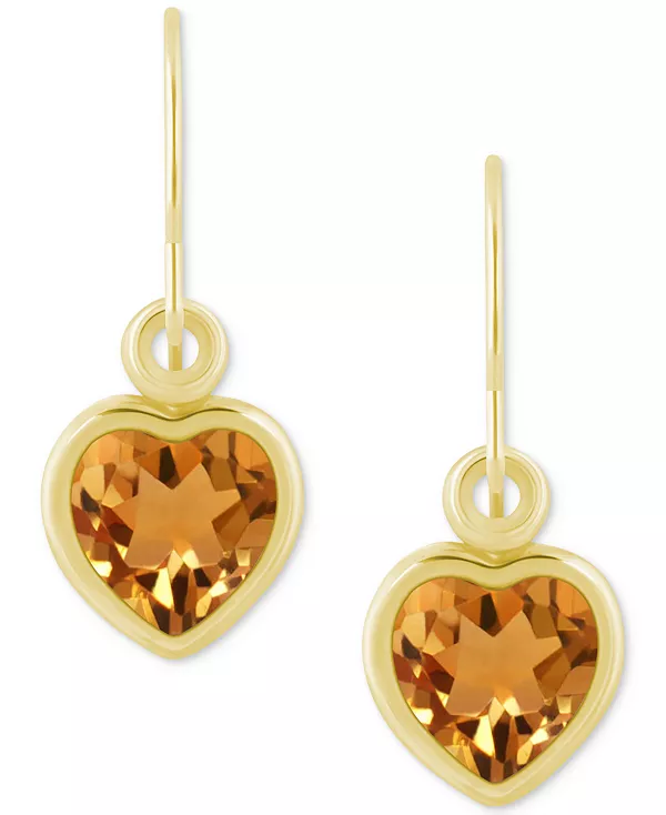 

Серьги-Подвески в форме сердца с драгоценными камнями из 10-каратного желтого золота (также из 10-каратного белого золота) Macy'S, citrine/gold