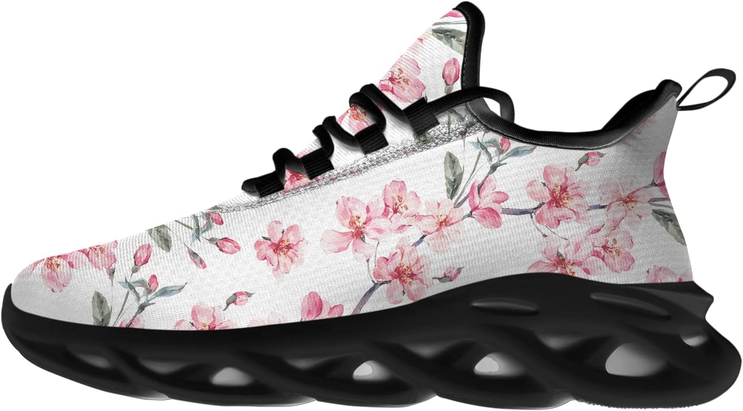 

Кроссовки с цветами сакуры для женщин и мужчин, для бега по дорогам, спортивные, для ходьбы, тенниса, с цветочным принтом, подарок для него и для нее Ciadoon, Multicolor