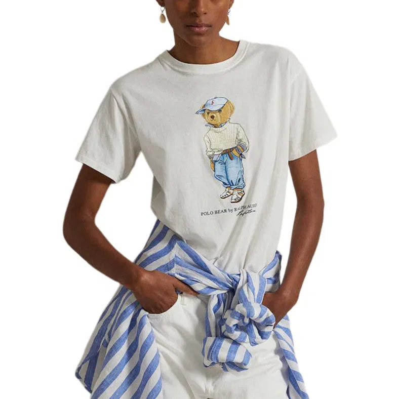 Футболка с медведем Polo Ralph Lauren белая — фото 4