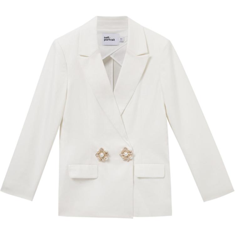 

Селфи Двубортный Блейзер Self-portrait, Чисто-белый