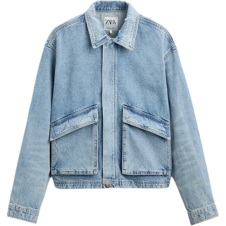 

Джинсовая куртка мужская средне-синяя Zara, синий