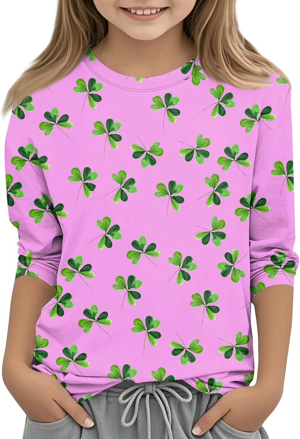 Детская футболка с принтом, Saint Patrick's Day, розовая
