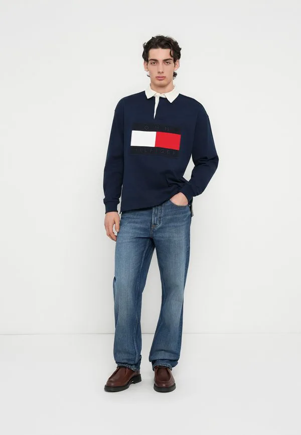 Свободная регбийная футболка с логотипом флага и толстовкой Tommy Hilfiger, Navy — фото 2