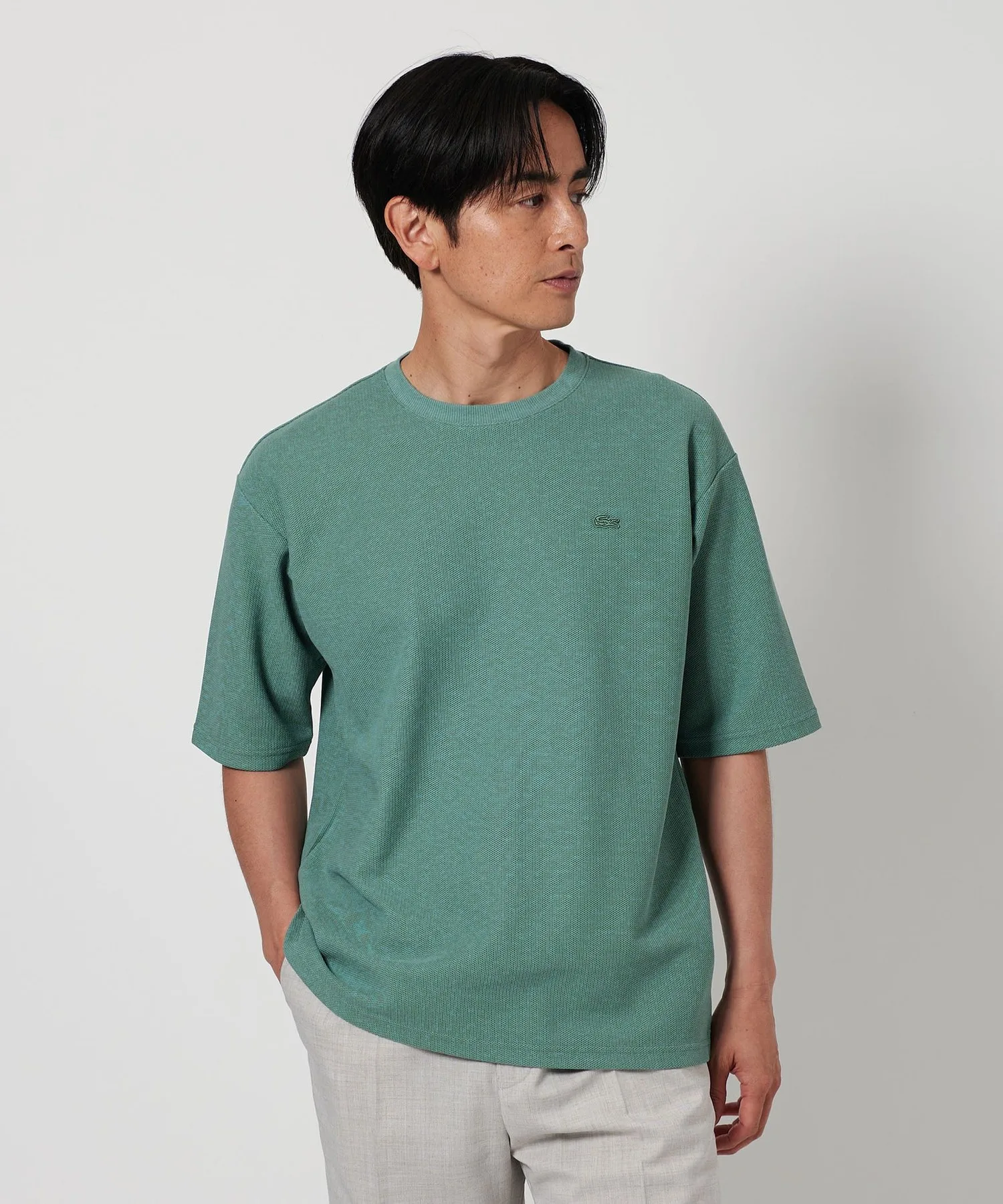 Мужская футболка Lacoste x BEAUTY/YOUTH, однотонная, лаймовая