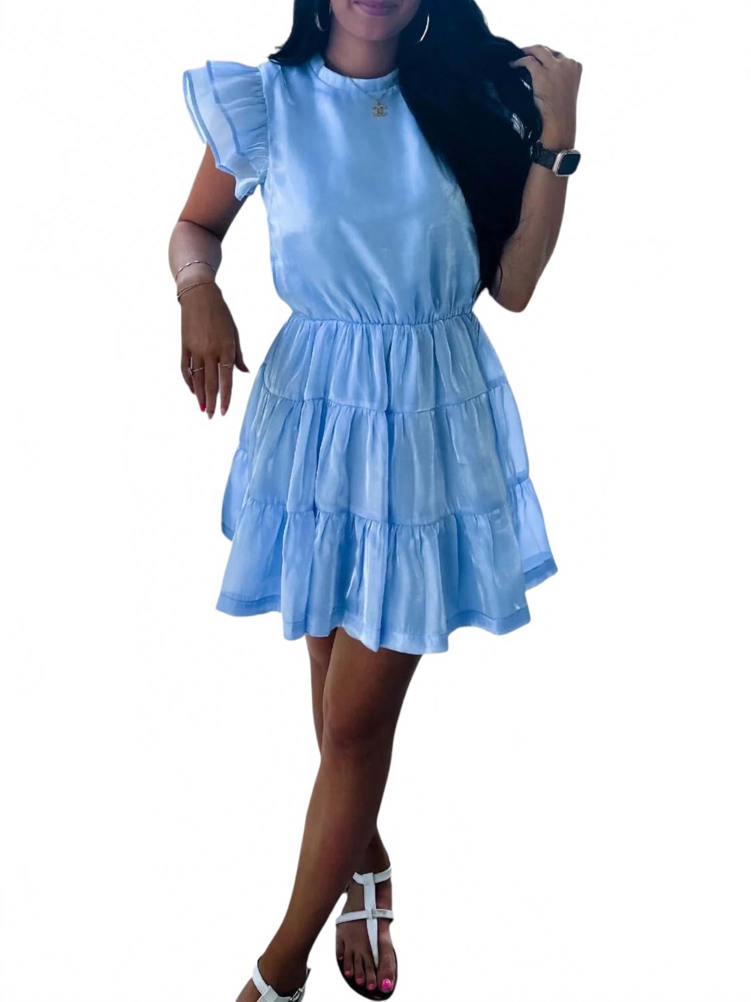 

Платье с пышными рукавами "Долго и счастливо" в светло-голубом TCEC