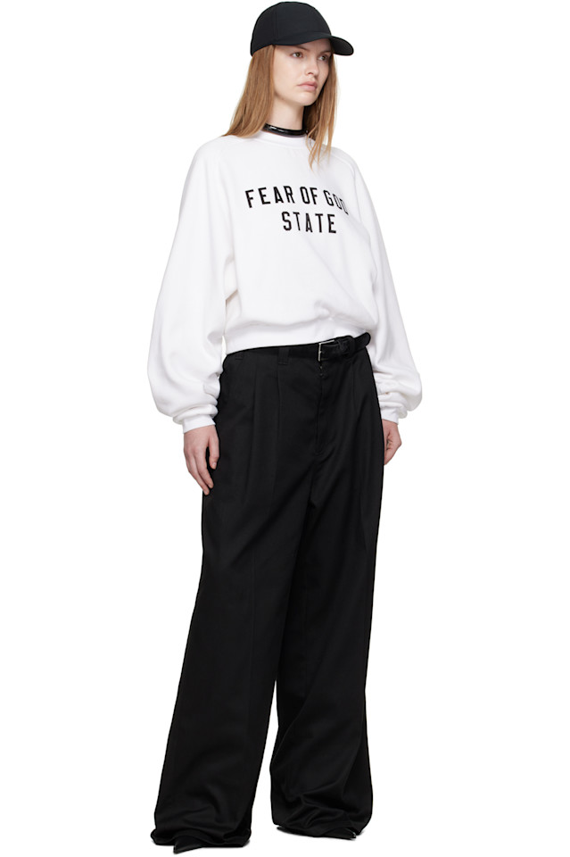 Fear Of God Essentials Белая флисовая толстовка с рукавами реглан и круглым вырезом — фото 4