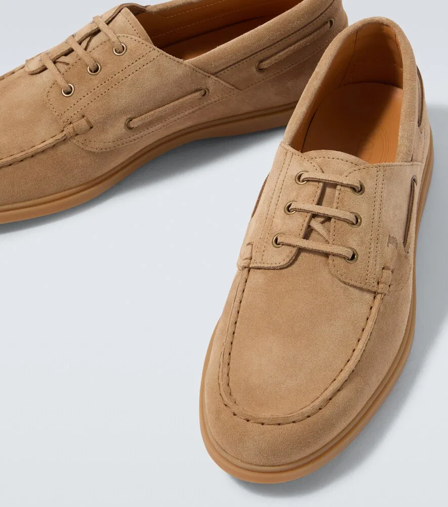 Замшевые лодочные туфли Gommino Tod's, коричневый — фото 3