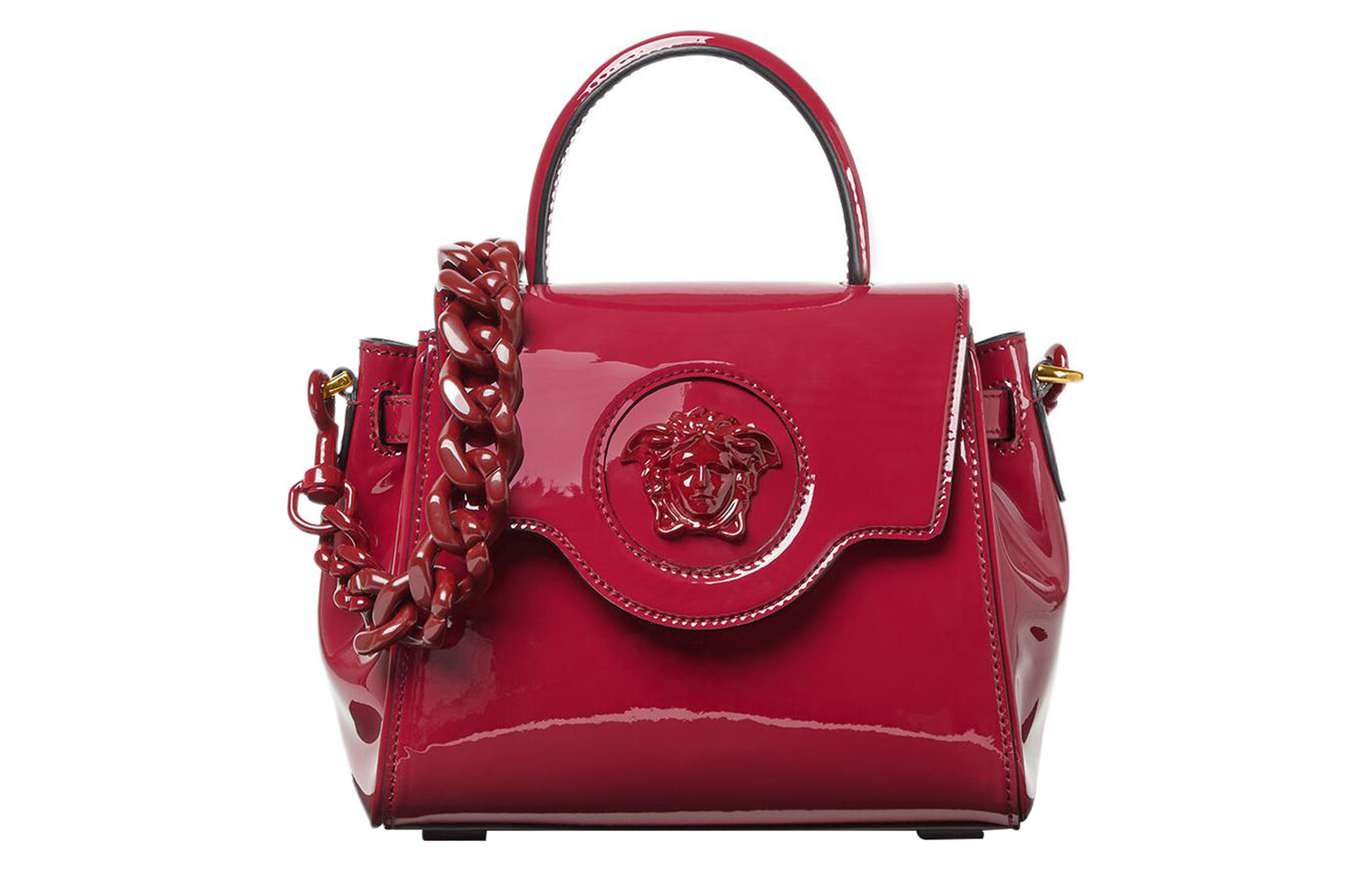 

Сумка через плечо La Medusa из лакированной кожи Burgundy VERSACE малого размера