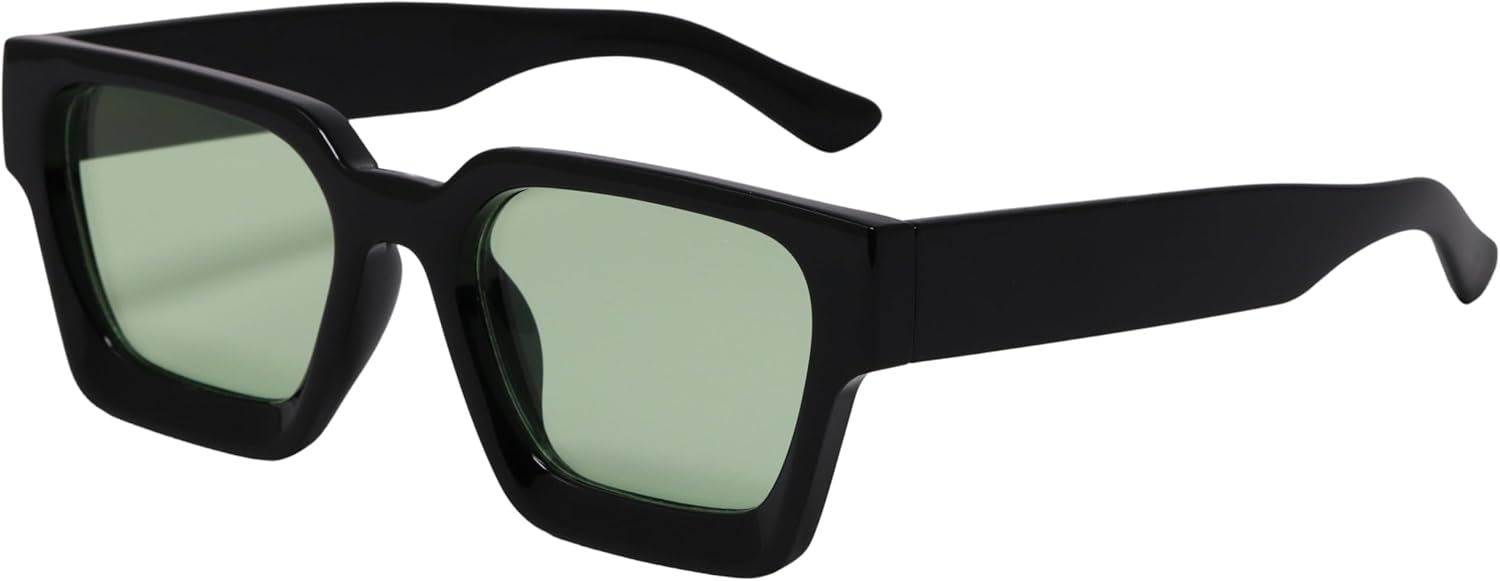 

Ретро-солнцезащитные очки в квадратной оправе для женщин и мужчин, модные массивные прямоугольные солнцезащитные очки с защитой от УФ-излучения UV400 RAVI EYEWEAR, Black Green