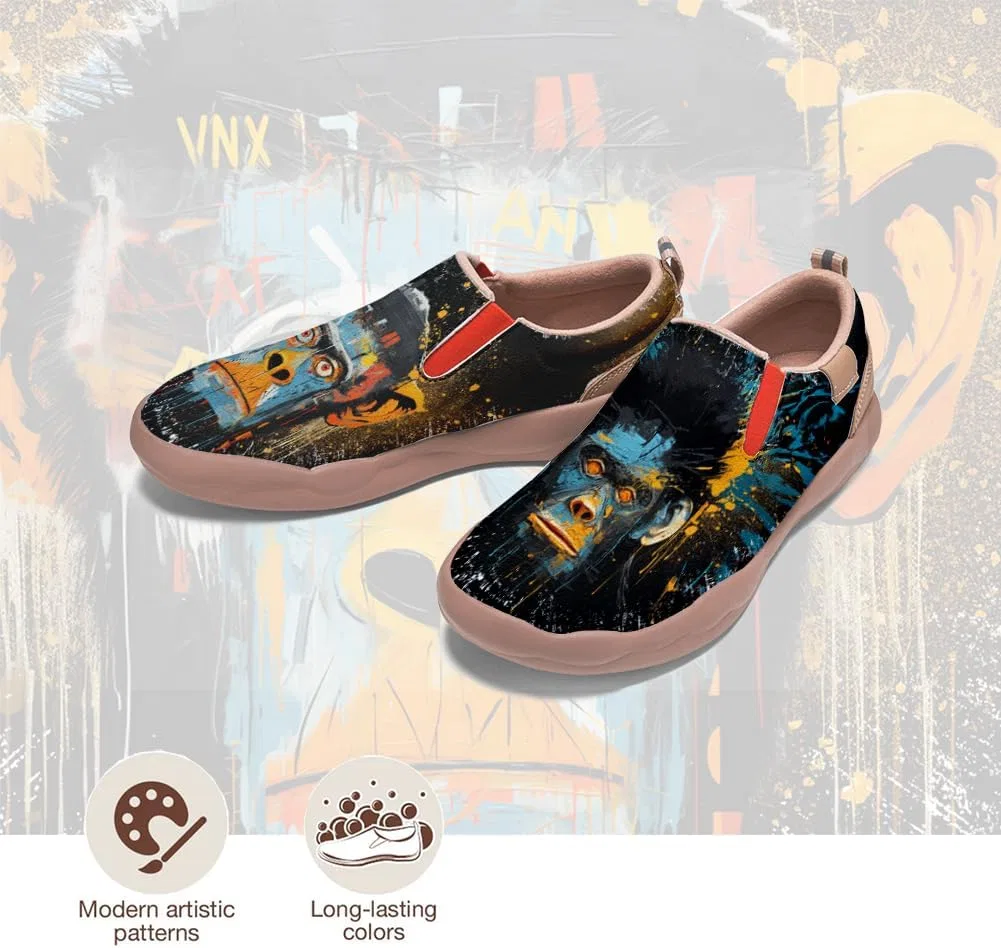 Мокасины мужские кожаные с принтом, Basquiat Style, оранжевый Solepulse — фото 2