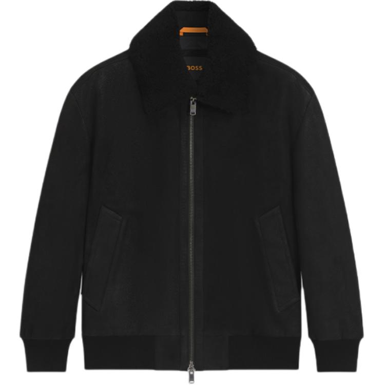 

HUGO BOSS Кожаная куртка мужская черная, Black