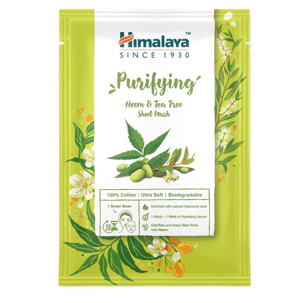 

Himalaya, Очищающая тканевая маска с маслом нима и чайного дерева, 30мл