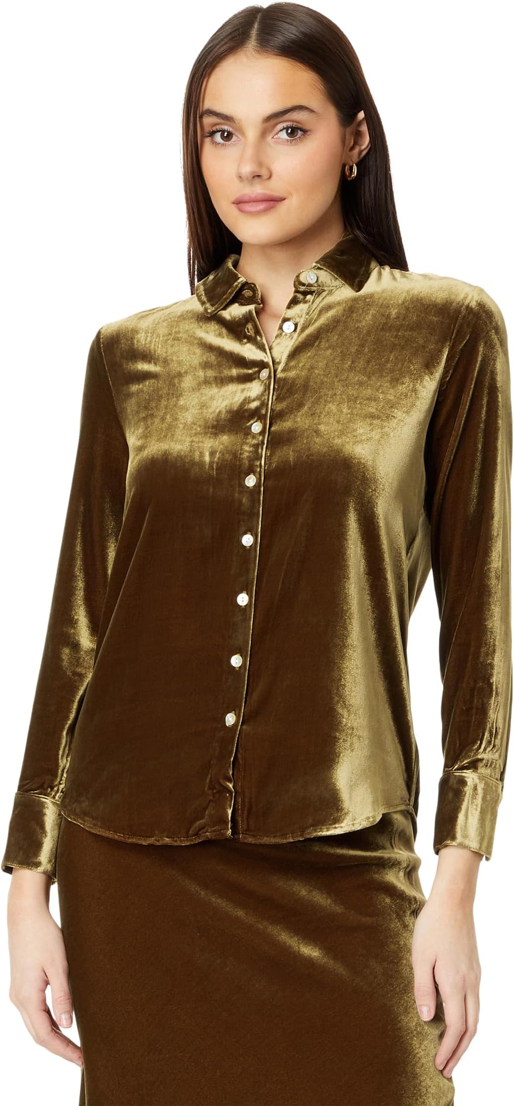 

Рубашка Faherty Stretch Silk Velvet Genevieve Shirt, цвет Breen