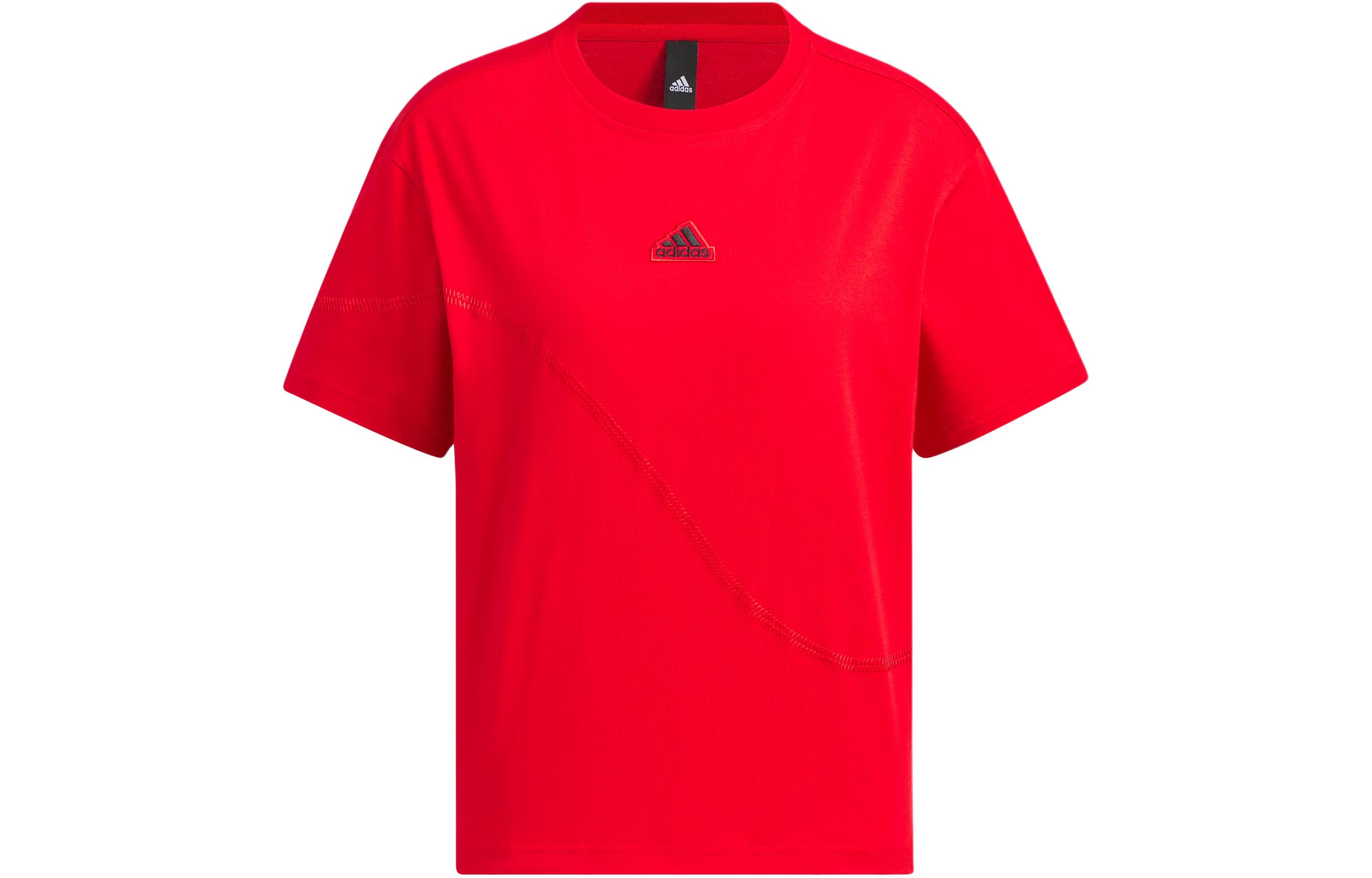 

Женская футболка с заниженной линией плеч, светло-алая, осень-зима 23 Adidas, Light Scarlet