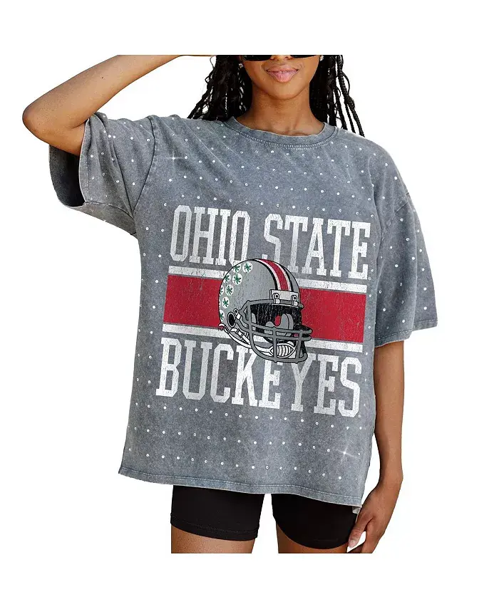 

Женская серая футболка Ohio State Buckeyes On the Ball большого размера Gameday Couture