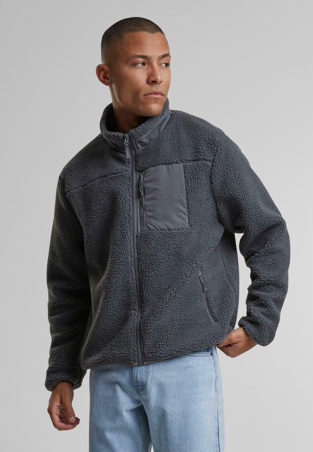 

Флисовая куртка WITH STAND UP COLLAR Urban Classics, серый